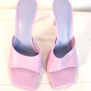 Antonio Melani Lavender Leather Mule Heels Women Size 8.5 Slip On